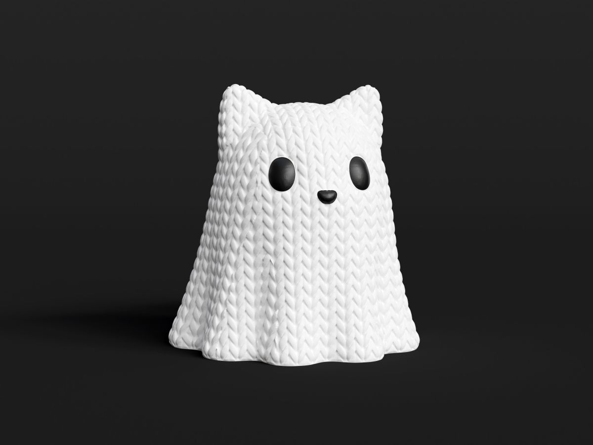 Knitted Halloween Cat Ghost — котик-привид