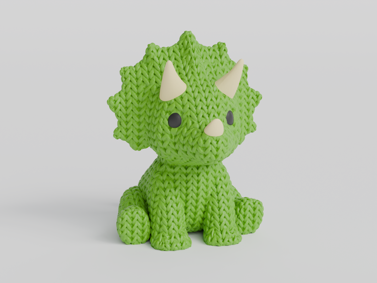 Knitted Triceratops Dinosaur — трицератопс