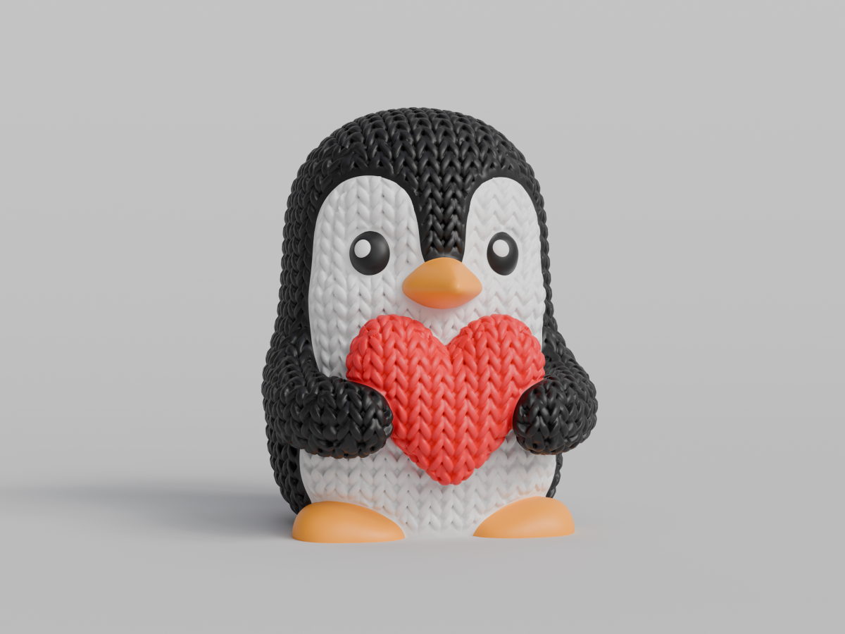 Knitted Valentine's Day Penguin — валентинковий пінгвін